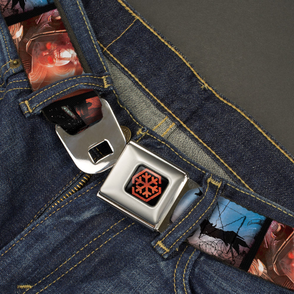 Arkham City Snowflake Full Color Black Red Seatbelt Belt - Batman Arkham City 3-Character/2-Scene Panels Webbing Seatbelt Belts DC Comics