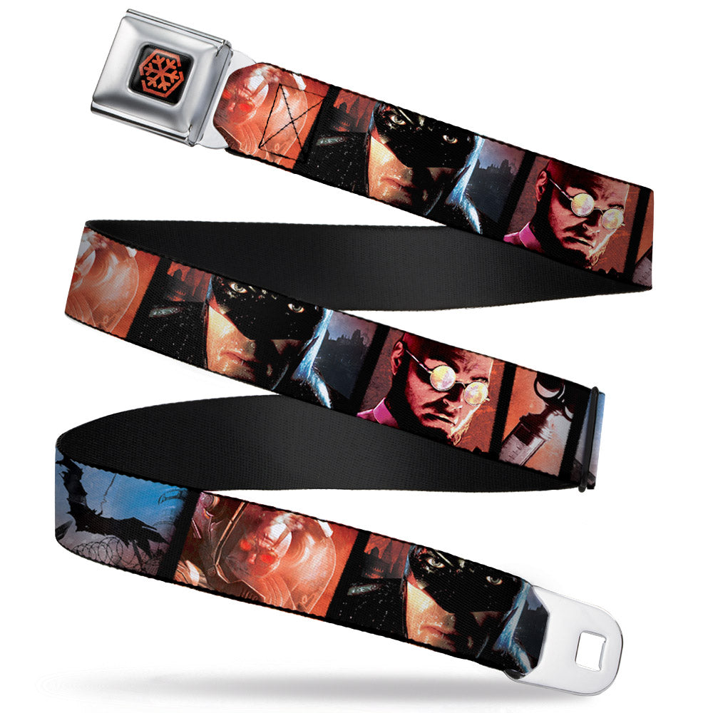 Arkham City Snowflake Full Color Black Red Seatbelt Belt - Batman Arkham City 3-Character/2-Scene Panels Webbing Seatbelt Belts DC Comics