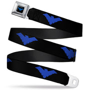 Nightwing Logo Full Color Black Blue Seatbelt Belt - Nightwing Logo Black/Blue Webbing Seatbelt Belts DC Comics