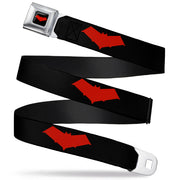 Red Hood Logo Full Color Black Red Seatbelt Belt - Red Hood Logo Black/Red Webbing Seatbelt Belts DC Comics