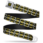 Batman Full Color Black Yellow Seatbelt Belt - Batman Shield Checkers Webbing Seatbelt Belts DC Comics