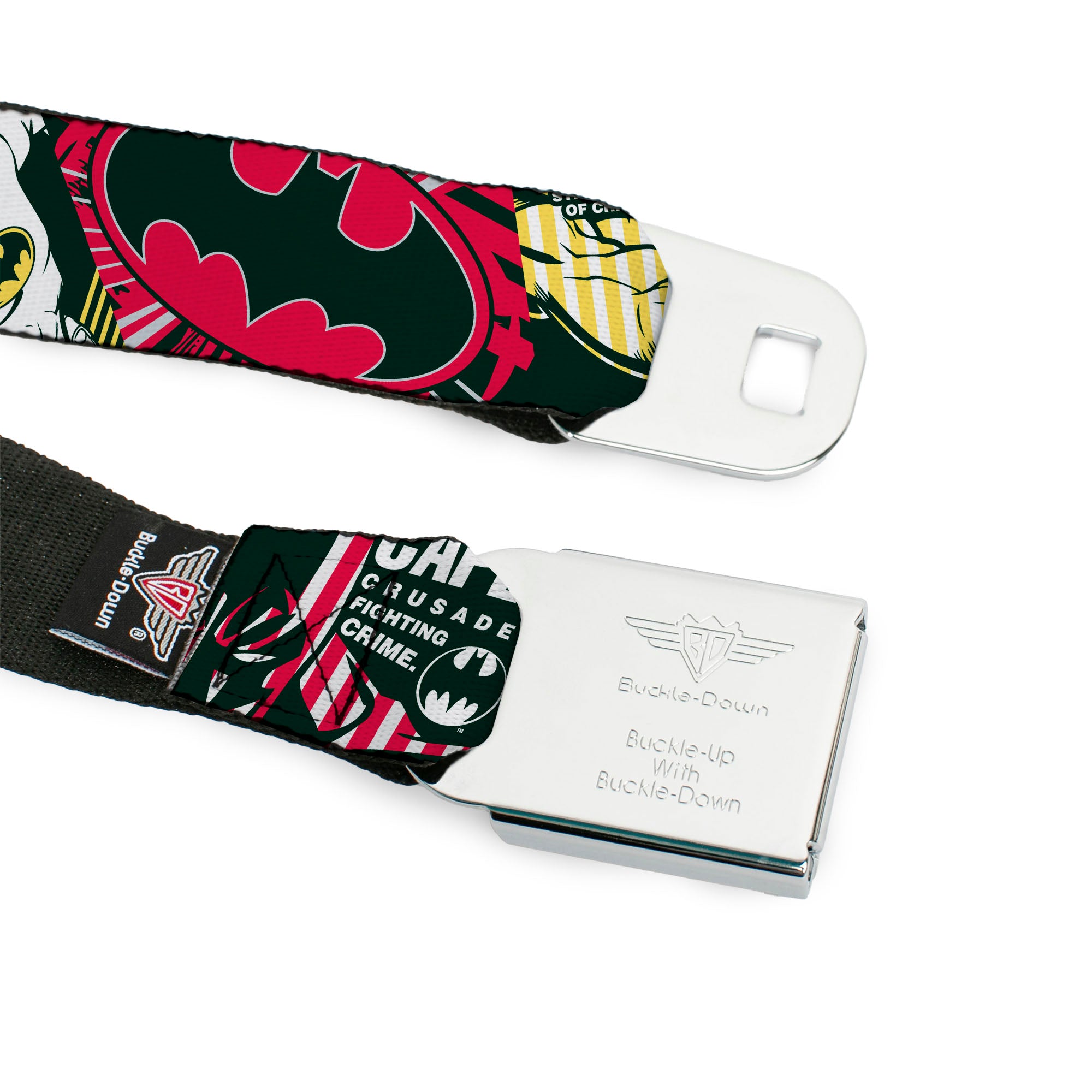 Batman Full Color Black Yellow Seatbelt Belt - Batman Caped Crusader Webbing Seatbelt Belts DC Comics