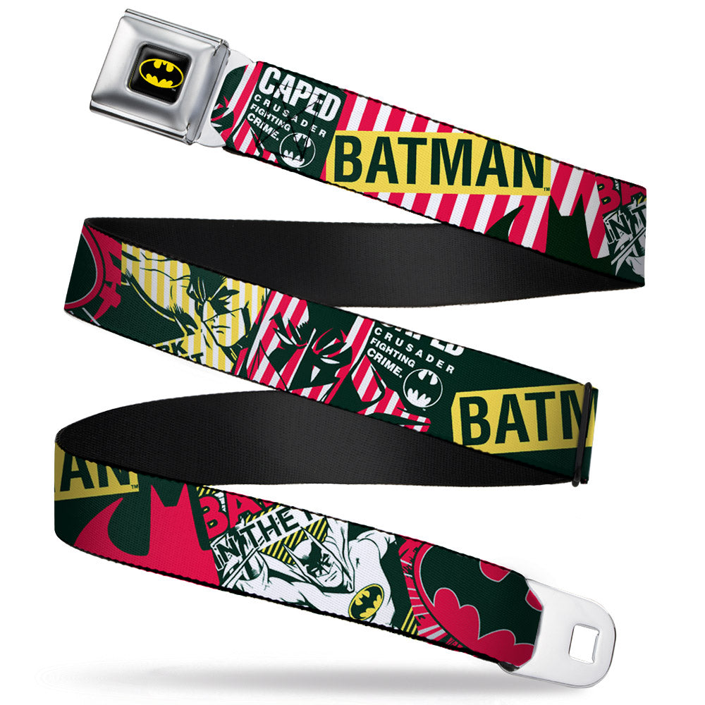 Batman Full Color Black Yellow Seatbelt Belt - Batman Caped Crusader Webbing Seatbelt Belts DC Comics