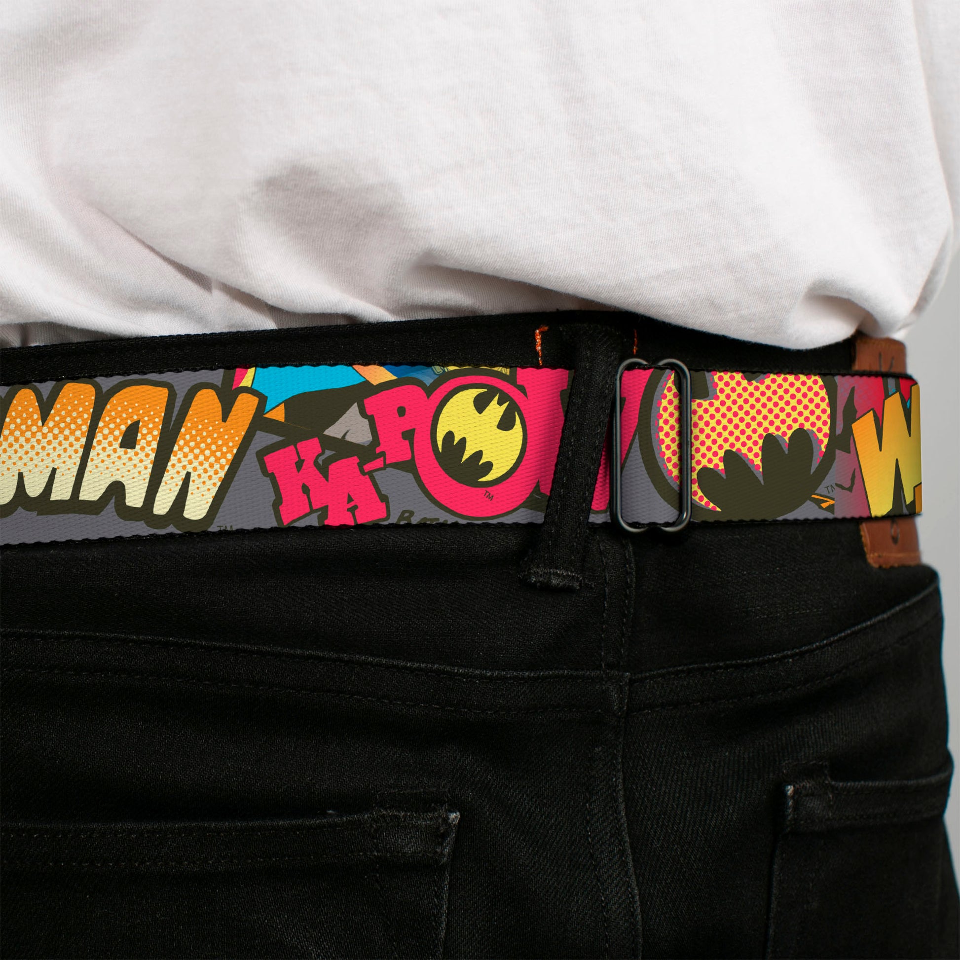 Batman Full Color Black Yellow Seatbelt Belt - Batman Dark Knight Webbing Seatbelt Belts DC Comics