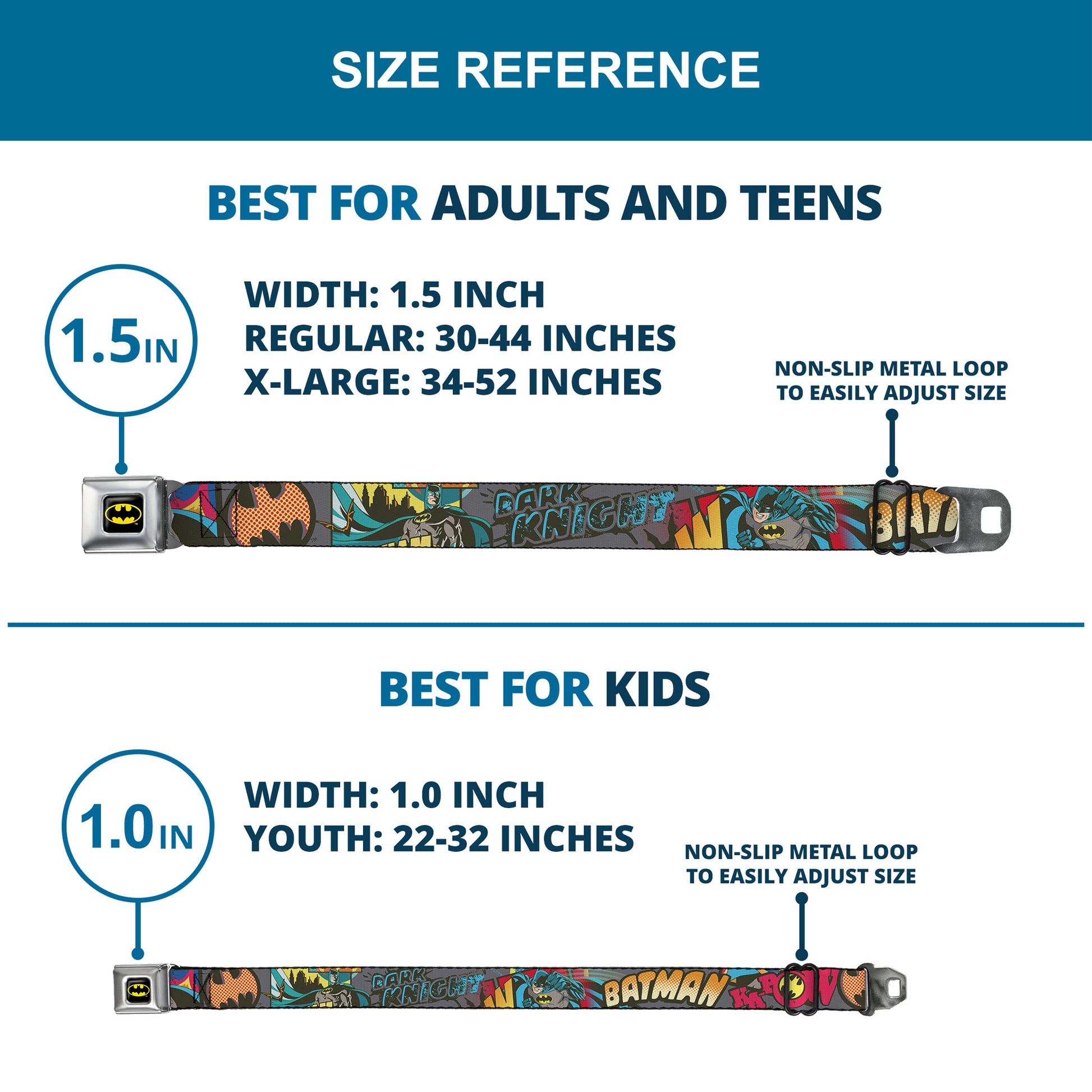 Batman Full Color Black Yellow Seatbelt Belt - Batman Dark Knight Webbing Seatbelt Belts DC Comics