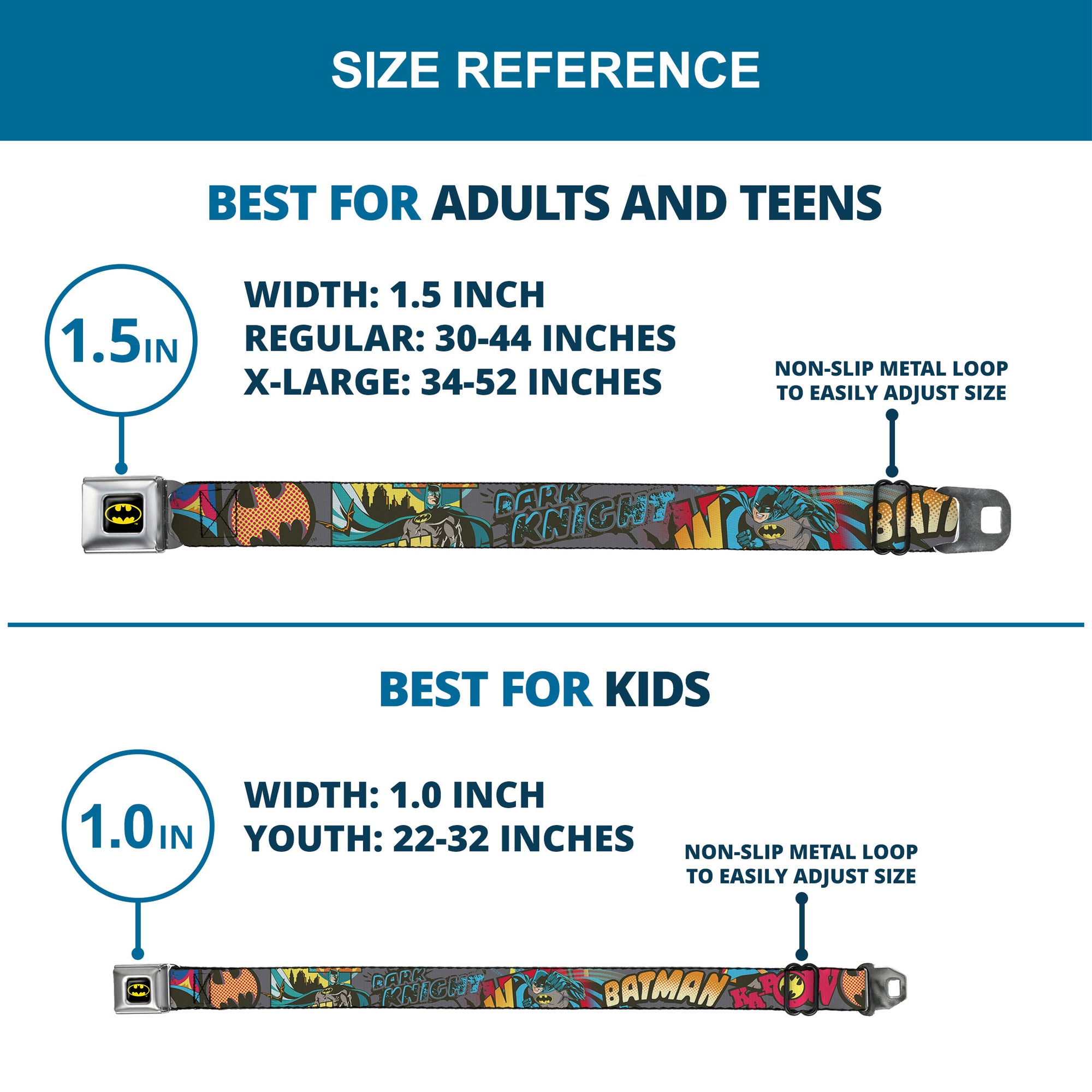 Batman Full Color Black Yellow Seatbelt Belt - Batman Dark Knight Webbing Seatbelt Belts DC Comics