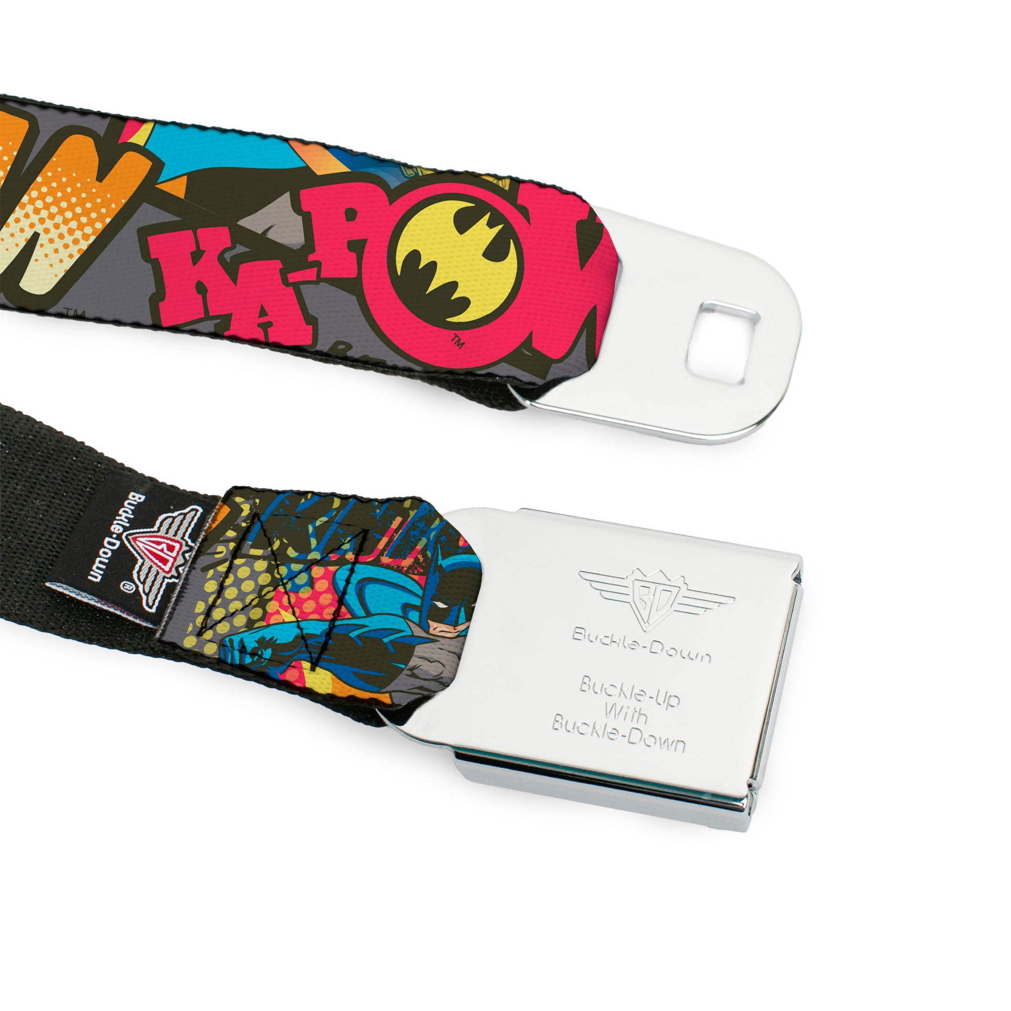 Batman Full Color Black Yellow Seatbelt Belt - Batman Dark Knight Webbing Seatbelt Belts DC Comics