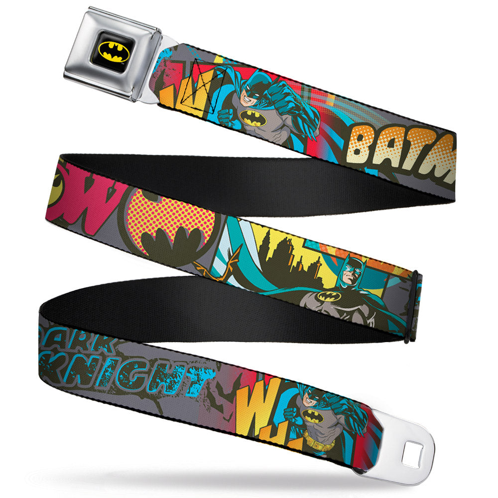 Batman Full Color Black Yellow Seatbelt Belt - Batman Dark Knight Webbing Seatbelt Belts DC Comics