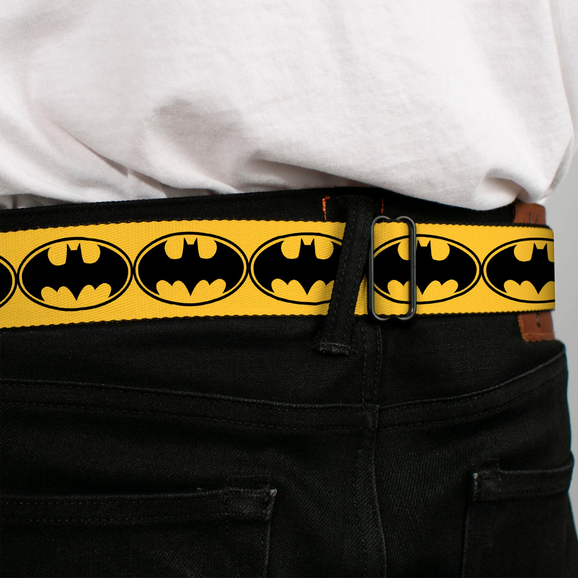 Batman Full Color Black Yellow Seatbelt Belt - Bat Signal-3 Yellow/Black/Yellow Webbing Seatbelt Belts DC Comics