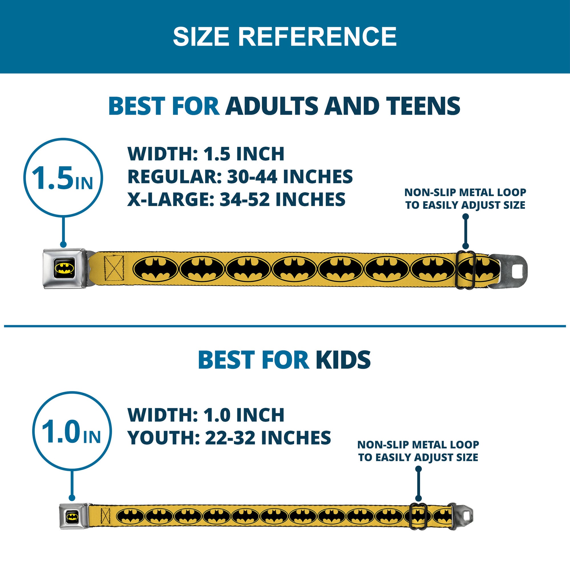 Batman Full Color Black Yellow Seatbelt Belt - Bat Signal-3 Yellow/Black/Yellow Webbing Seatbelt Belts DC Comics