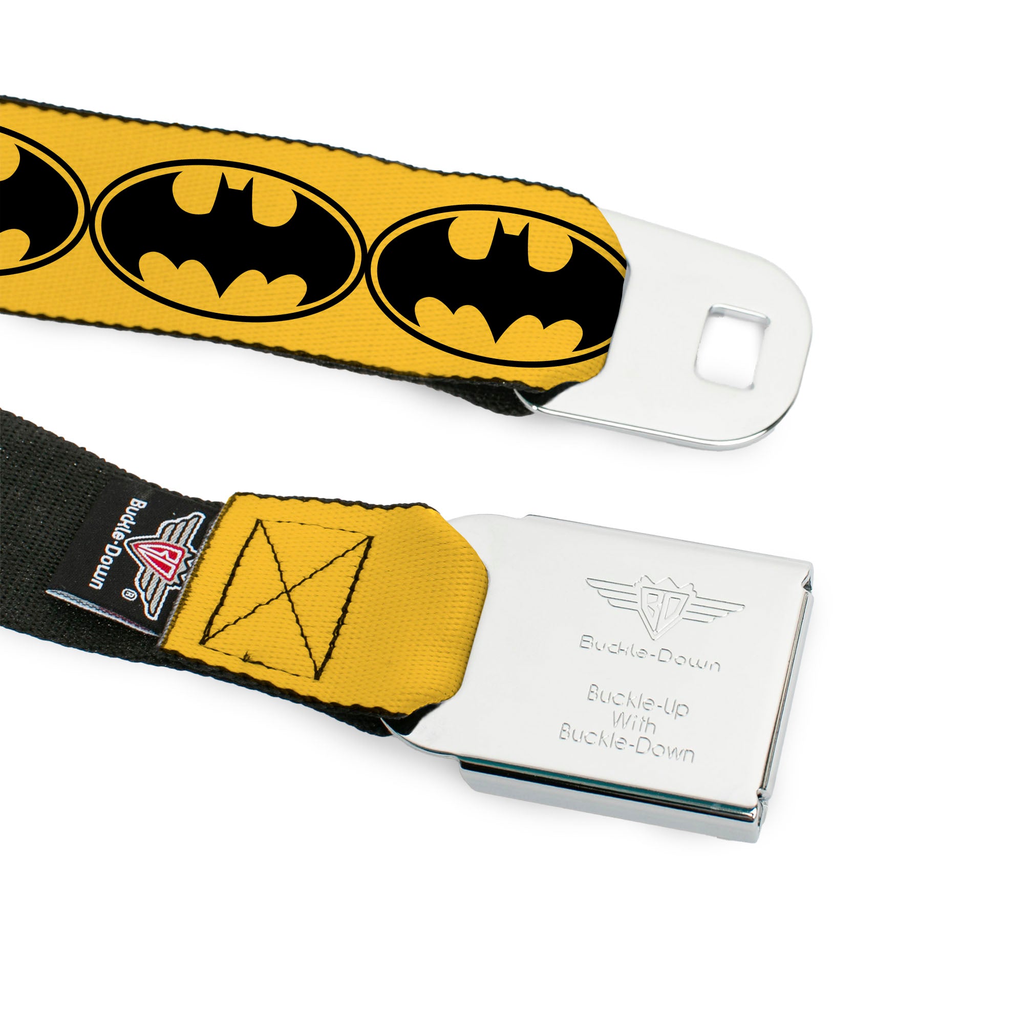 Batman Full Color Black Yellow Seatbelt Belt - Bat Signal-3 Yellow/Black/Yellow Webbing Seatbelt Belts DC Comics