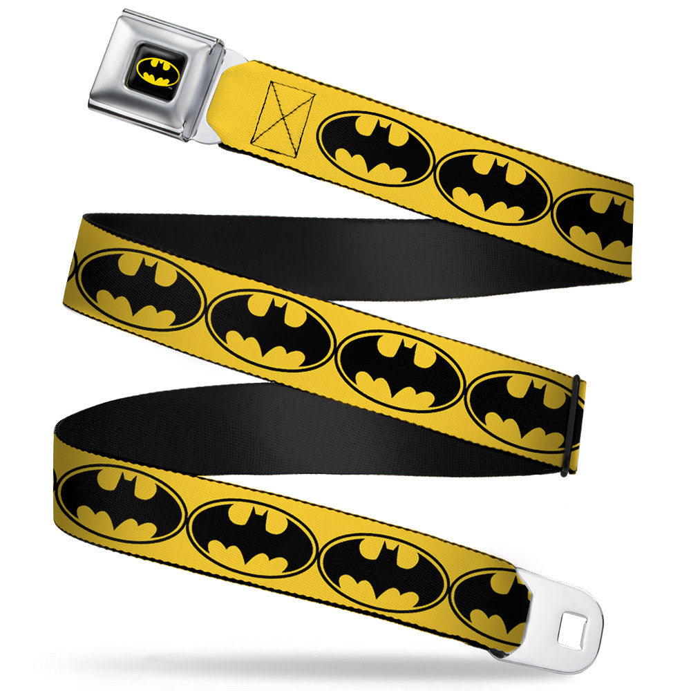 Batman Full Color Black Yellow Seatbelt Belt - Bat Signal-3 Yellow/Black/Yellow Webbing Seatbelt Belts DC Comics