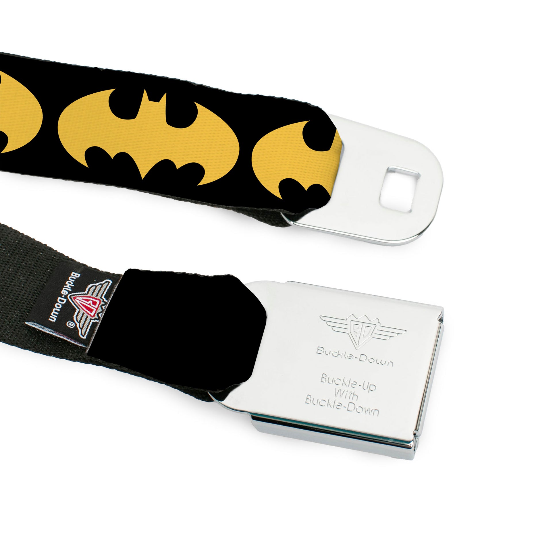 Batman Full Color Black Yellow Seatbelt Belt - Bat Signal-1 Black/Yellow Webbing Seatbelt Belts DC Comics