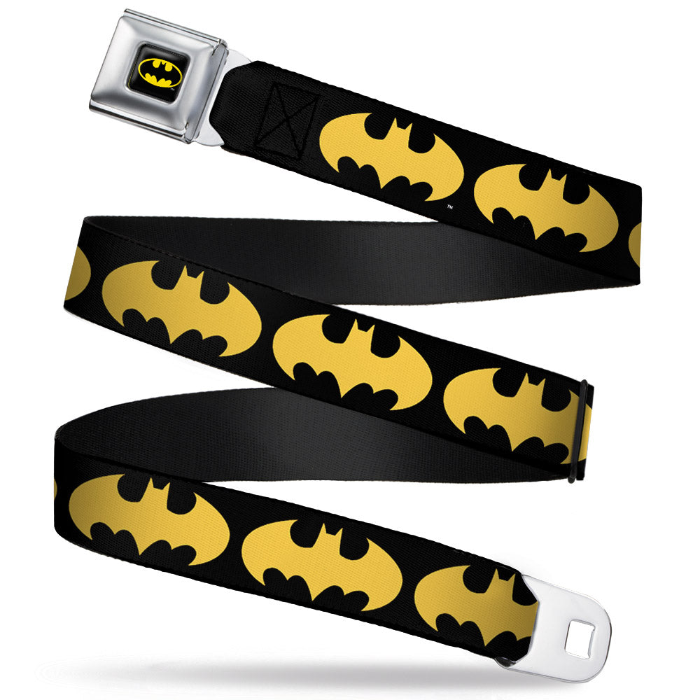 Batman Full Color Black Yellow Seatbelt Belt - Bat Signal-1 Black/Yellow Webbing Seatbelt Belts DC Comics