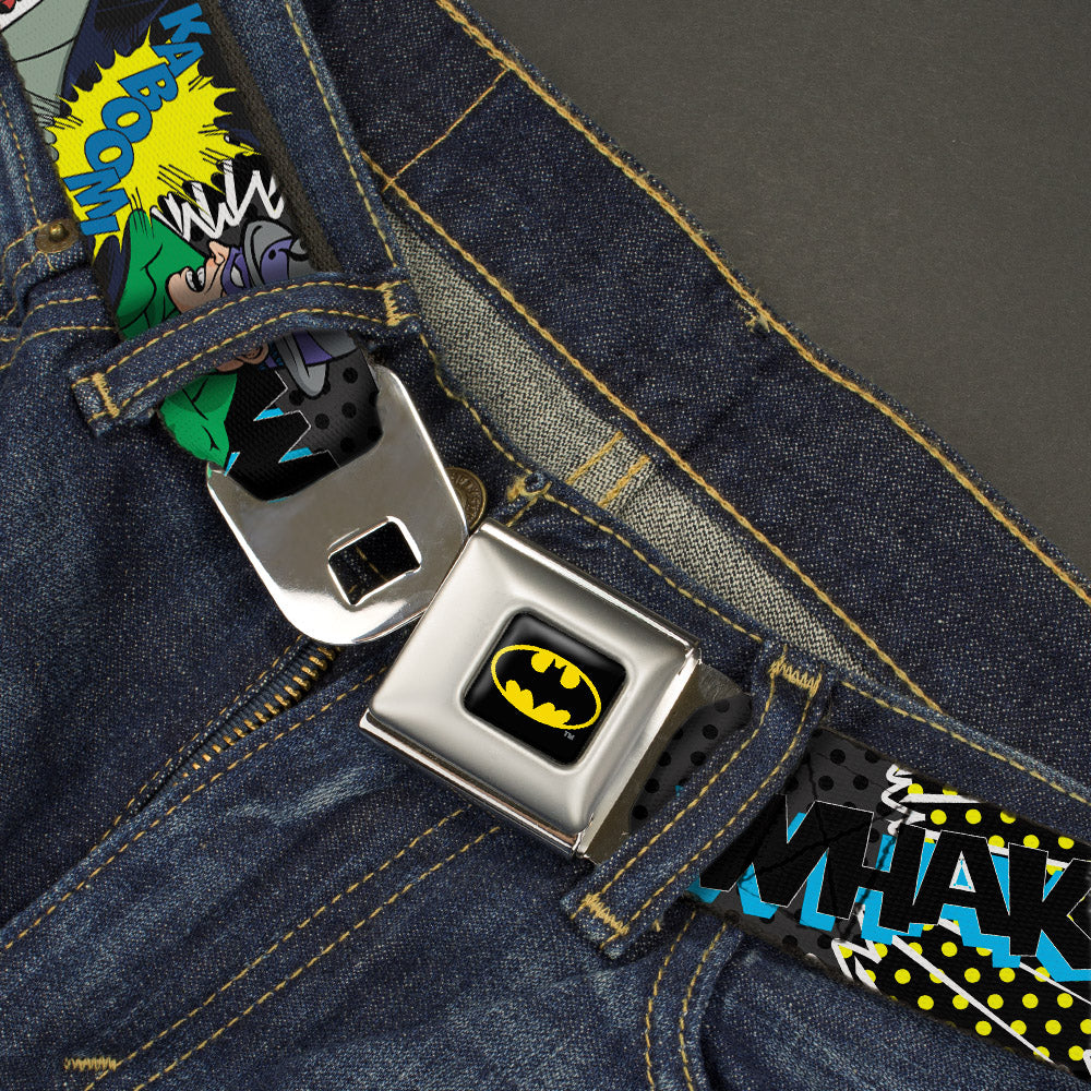 Batman Full Color Black Yellow Seatbelt Belt - Batman & Villains1 Webbing Seatbelt Belts DC Comics
