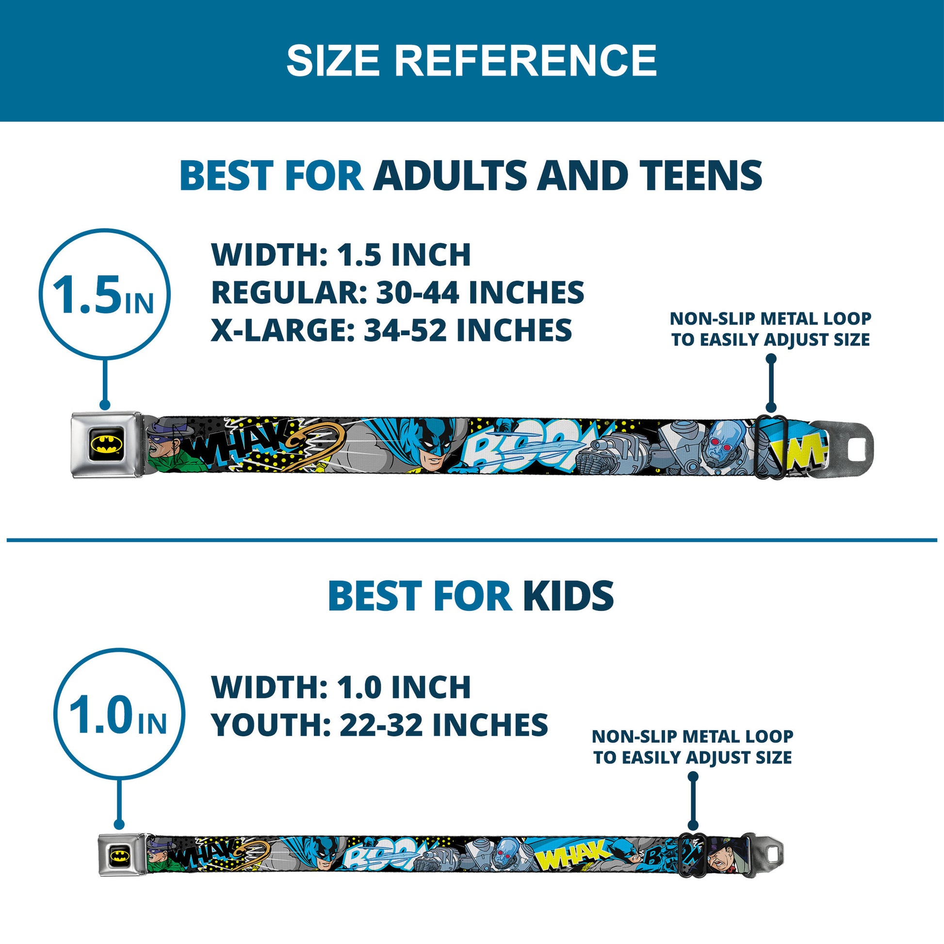 Batman Full Color Black Yellow Seatbelt Belt - Batman & Villains1 Webbing Seatbelt Belts DC Comics