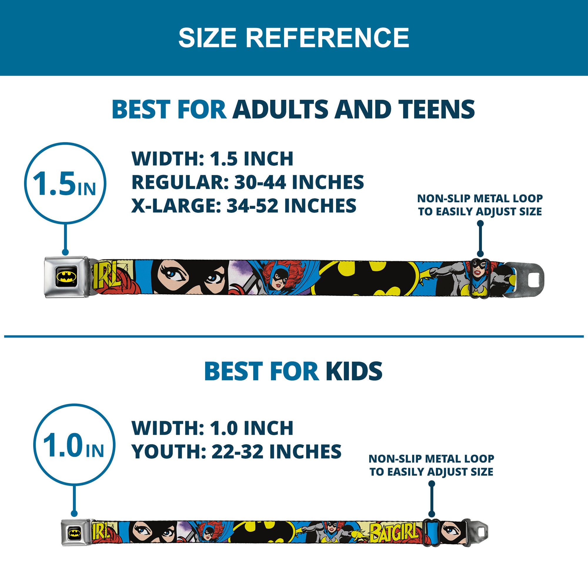 Batman Full Color Black Yellow Seatbelt Belt - BATGIRL in Action w/Face CLOSE-UP Webbing Seatbelt Belts DC Comics