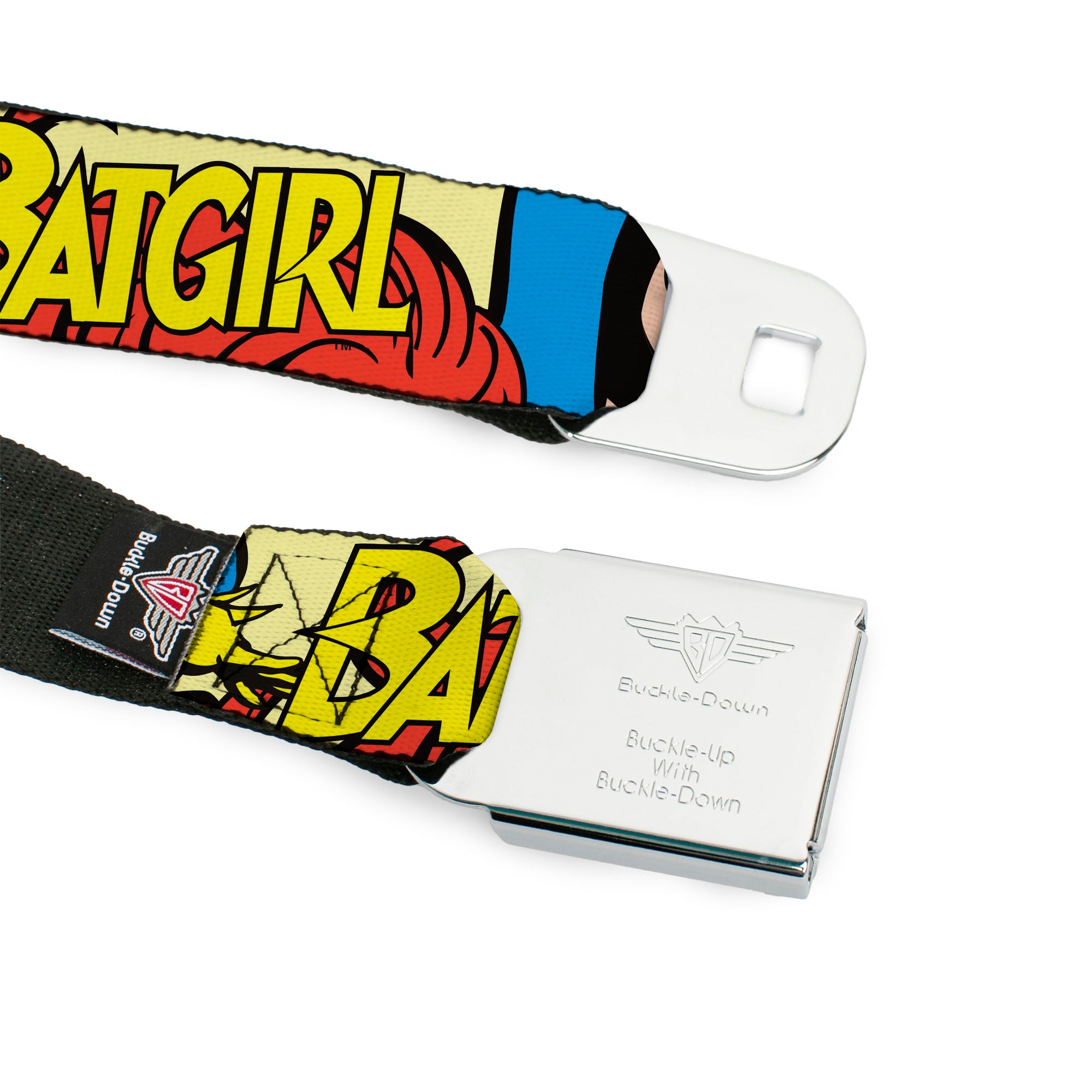 Batman Full Color Black Yellow Seatbelt Belt - BATGIRL in Action w/Face CLOSE-UP Webbing Seatbelt Belts DC Comics