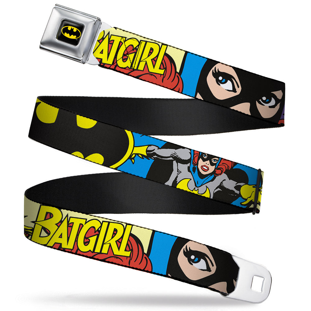 Batman Full Color Black Yellow Seatbelt Belt - BATGIRL in Action w/Face CLOSE-UP Webbing Seatbelt Belts DC Comics