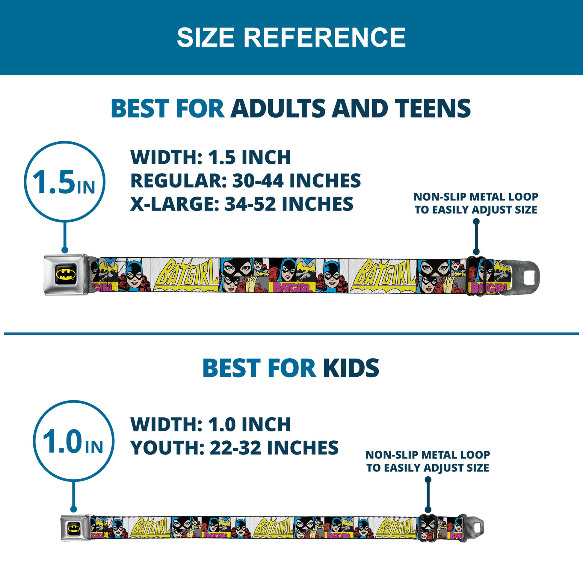 Batman Full Color Black Yellow Seatbelt Belt - BATGIRL Panels Yellow/Pink Webbing Seatbelt Belts DC Comics