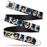 Batman Full Color Black Yellow Seatbelt Belt - Batman & Robin Blocks White Webbing Seatbelt Belts DC Comics