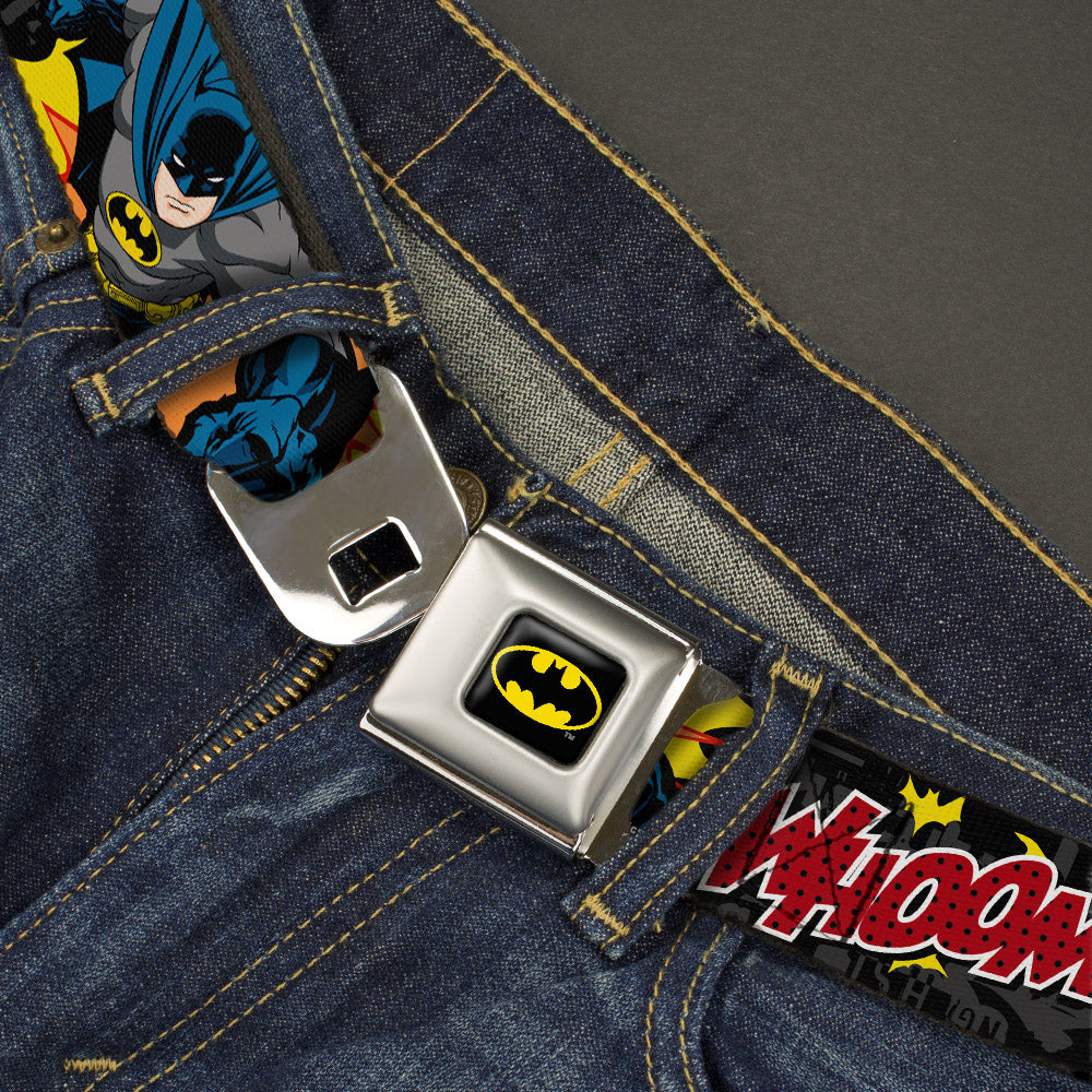 Batman Full Color Black Yellow Seatbelt Belt - Batman in Action WHOOM! Red Skyline Webbing Seatbelt Belts DC Comics