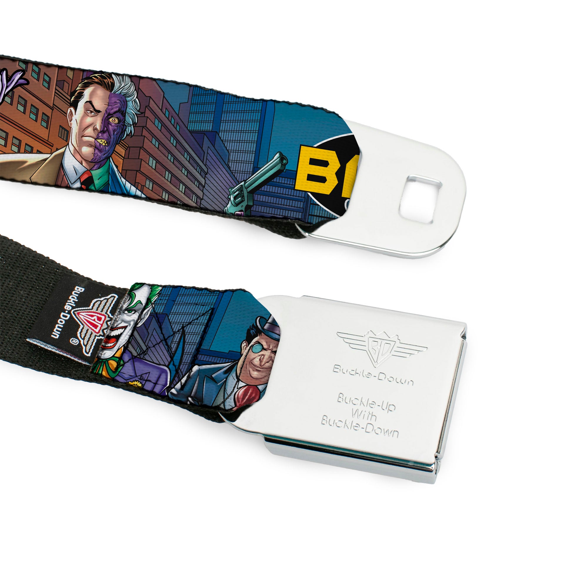 Batman Full Color Black Yellow Seatbelt Belt - BATMAN & Villains2/Cityscape Webbing Seatbelt Belts DC Comics