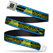 Batman Full Color Black Yellow Seatbelt Belt - BATMAN/Retro Logos Stripe Blue/Black/Yellow Webbing Seatbelt Belts DC Comics