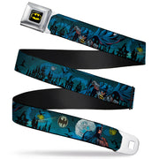 Batman Full Color Black Yellow Seatbelt Belt - Batman Gothic Knights Poses Webbing Seatbelt Belts DC Comics