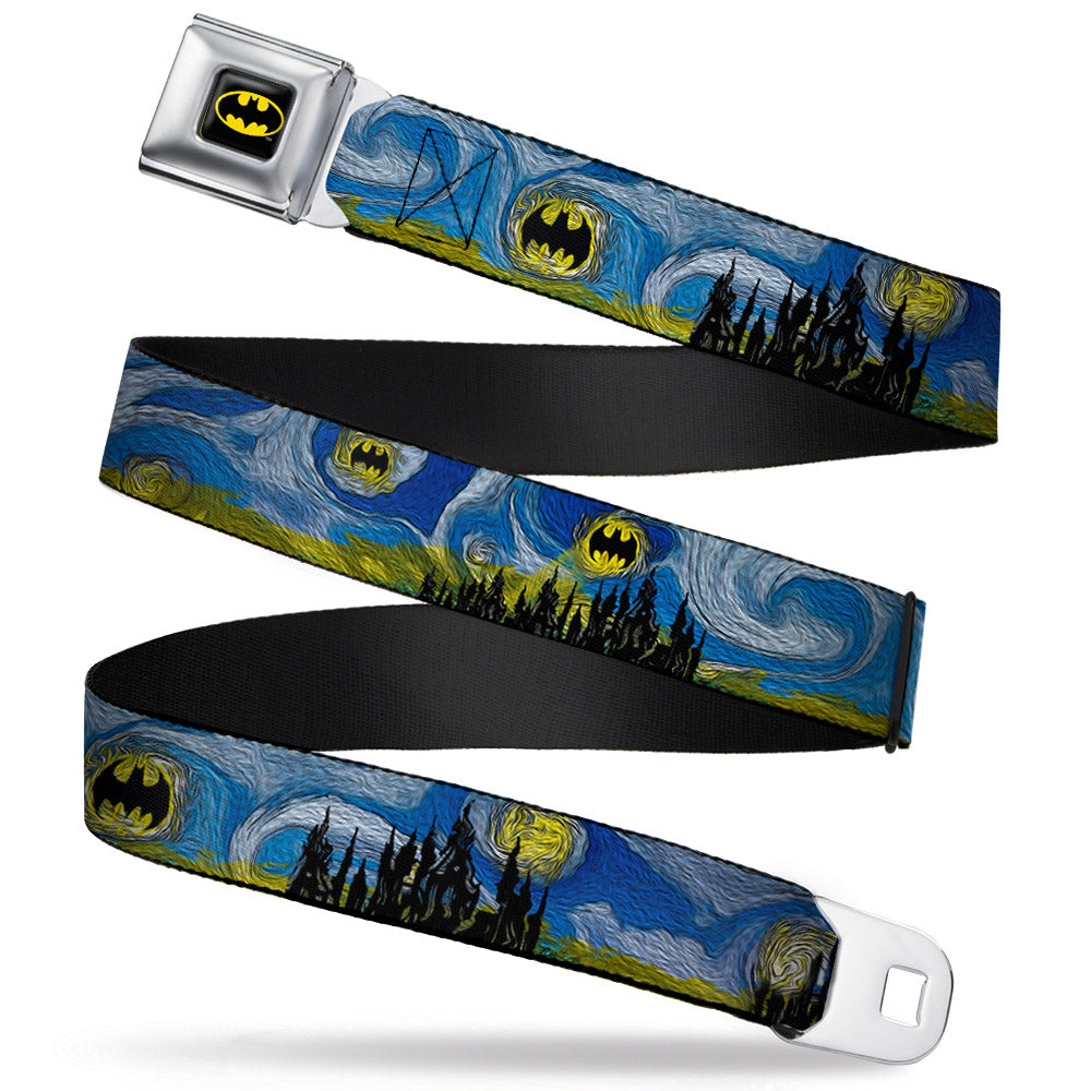 Batman Full Color Black Yellow Seatbelt Belt - Batman Dark Starry Night Webbing Seatbelt Belts DC Comics