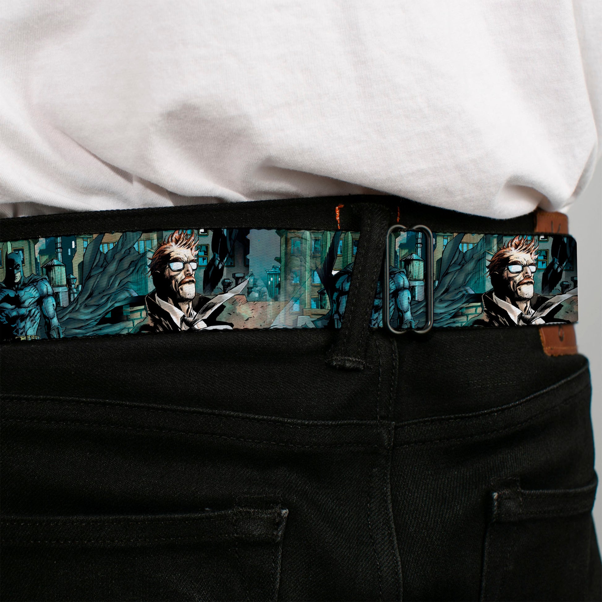 Batman Full Color Black/Yellow Seatbelt Belt - The New 52 Detective Comics Issue #1 Batman & James Gordon Scene Webbing Seatbelt Belts DC Comics