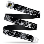 Batman Full Color Black/Yellow Seatbelt Belt - Batman THE DARK KNIGHT and Joker Smiling Sketch Close-Ups Black/White Webbing Seatbelt Belts DC Comics