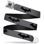 Retro Bat Logo Full Color Gray Black Seatbelt Belt - Retro Bat Logo Gray/Black Webbing Seatbelt Belts DC Comics