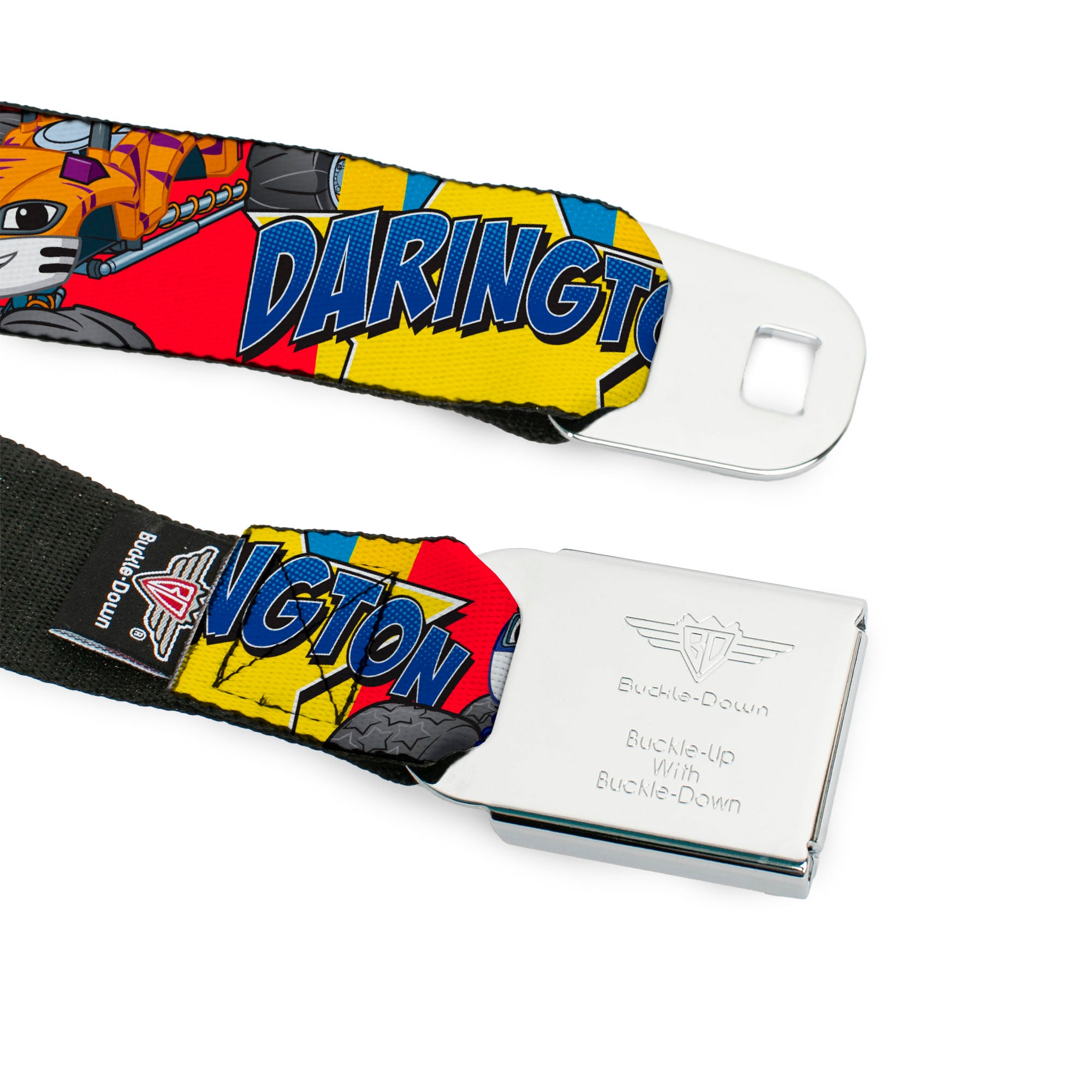 BLAZE AND THE MONSTER MACHINES Logo Full Color Black/Orange/Yellow/Purple Seatbelt Belt - 4-Trucks/Names Halftone Pop Art Red/Multi Color Webbing Seatbelt Belts Blaze and the Monster Machines