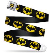 Batman 1989 Logo Full Color Black/Yellow Seatbelt Belt - Batman 1989 Logo Black/Yellow Webbing Seatbelt Belts DC Comics