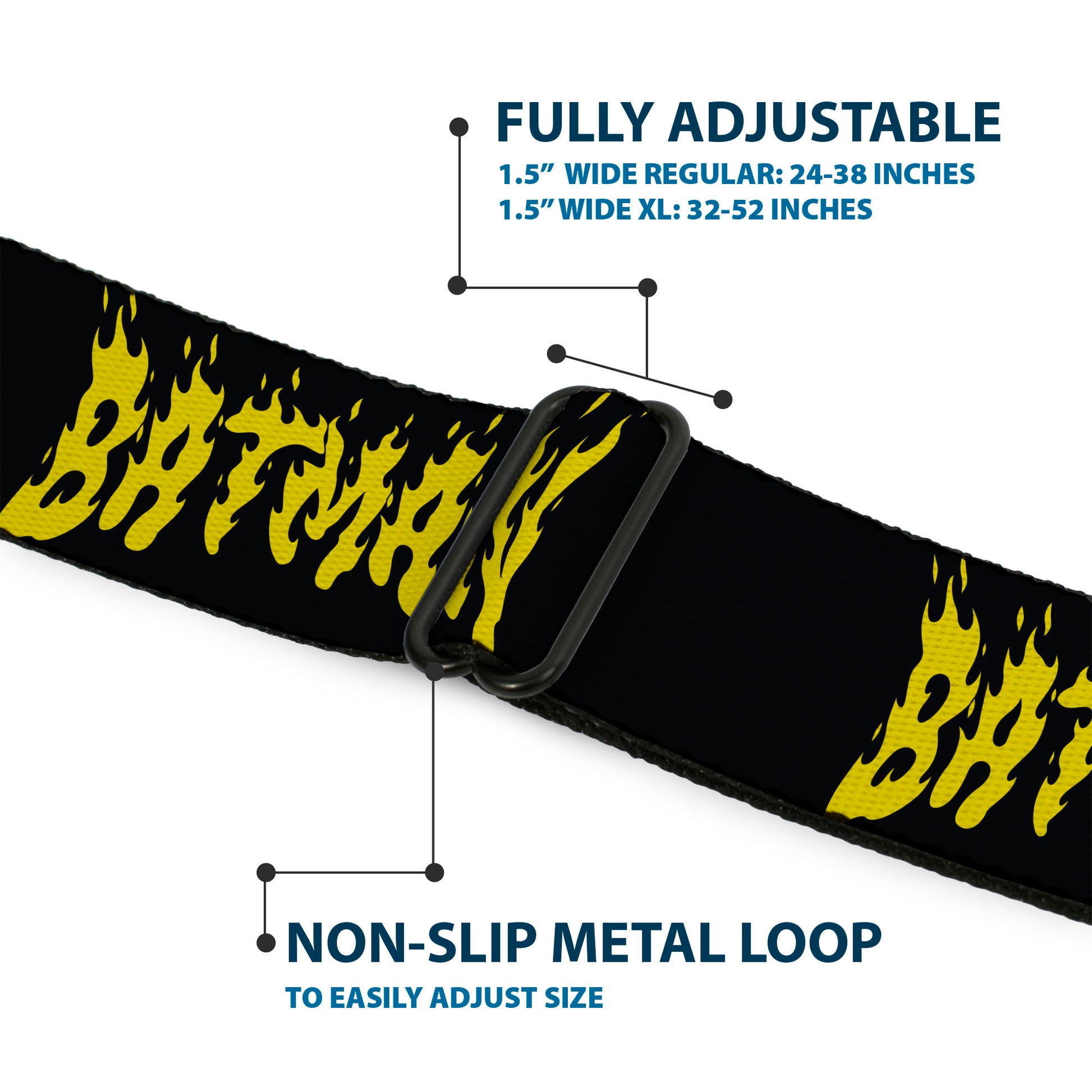 BATMAN Flame Text Full Color Black/Yellow Seatbelt Belt - BATMAN Flame Text Black/Yellow Webbing Seatbelt Belts DC Comics