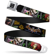 Batman Full Color Black Silver Black Seatbelt Belt - BATMAN ARKHAM ASYLUM Patients Joker/Poison Ivy/Harley Quinn Webbing Seatbelt Belts DC Comics