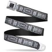 Batman Full Color Black Silver Black Seatbelt Belt - Batman Utility Belt Grays Webbing Seatbelt Belts DC Comics
