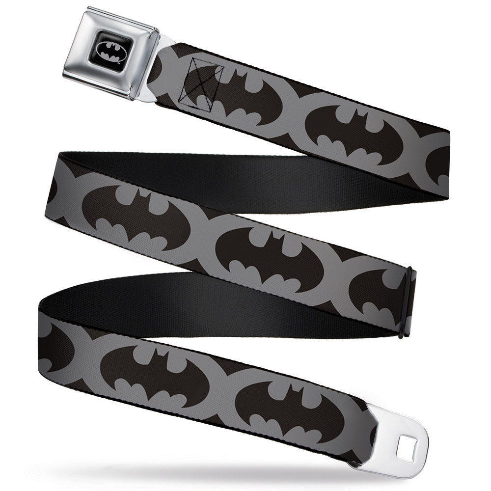 Batman Full Color Black Silver Black Seatbelt Belt - Bat Signal-5 Black/Gray/Black Webbing Seatbelt Belts DC Comics
