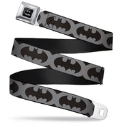 Batman Full Color Black Silver Black Seatbelt Belt - Bat Signal-5 Black/Gray/Black Webbing Seatbelt Belts DC Comics