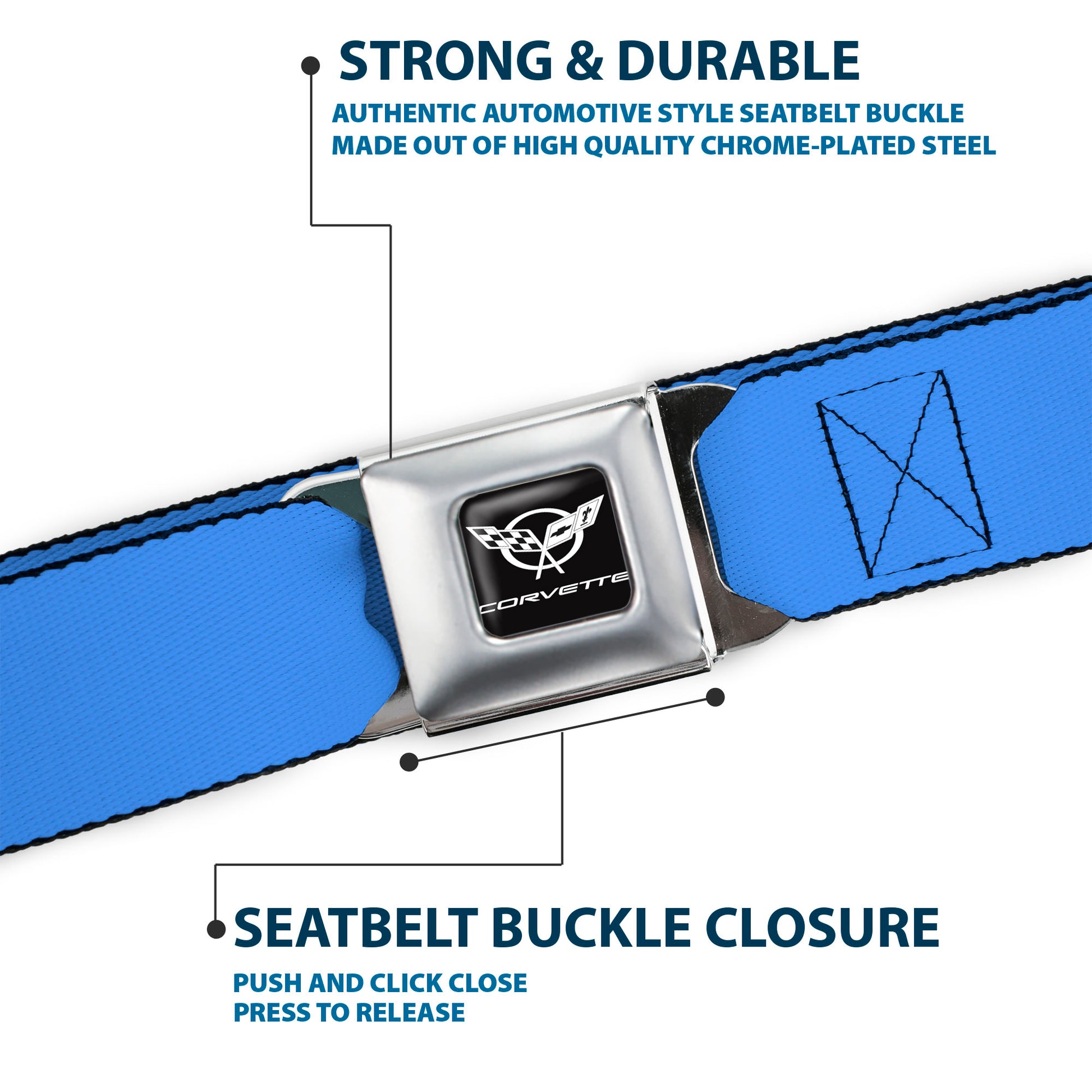 Corvette Seatbelt Belt - Baby Blue Webbing Seatbelt Belts GM General Motors