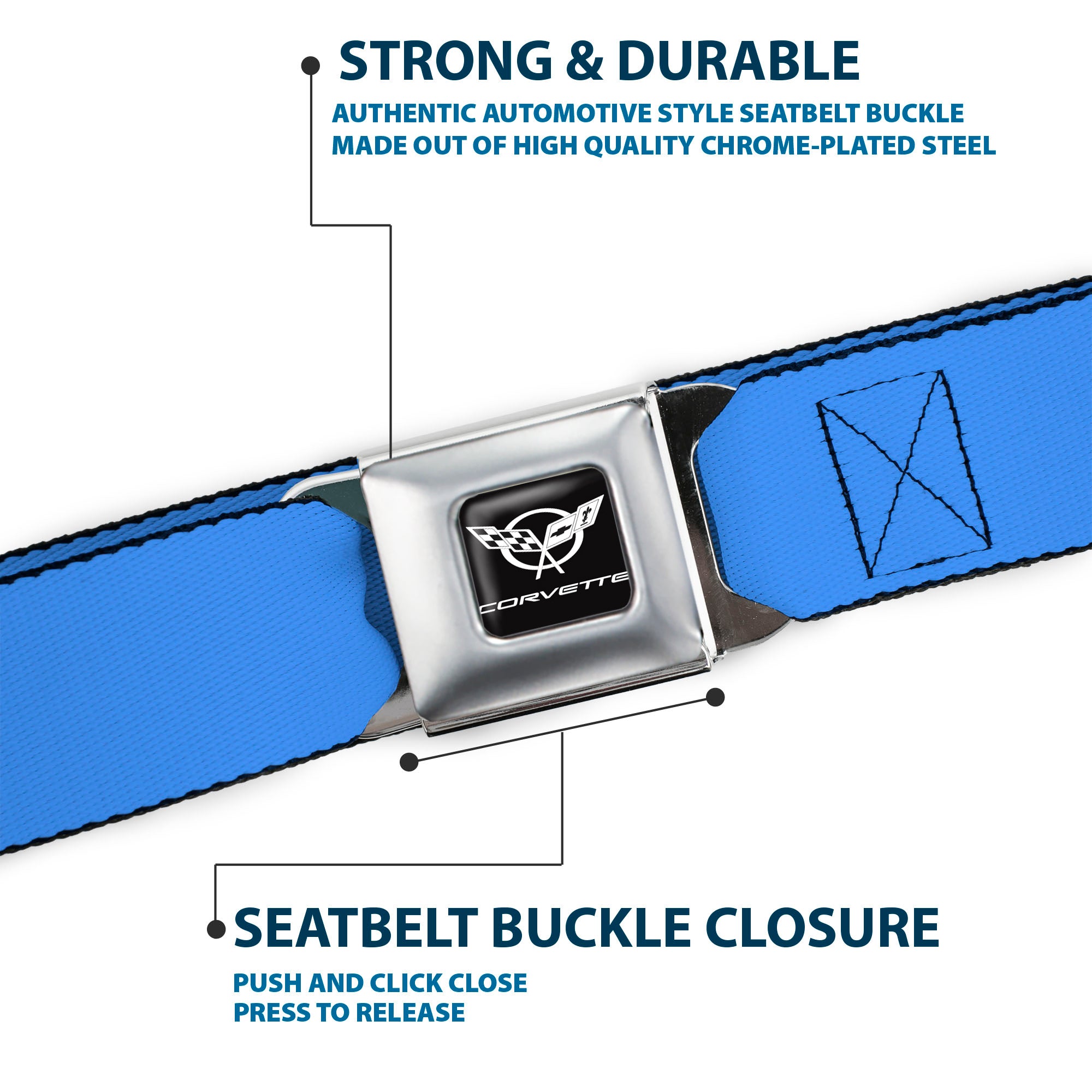 Corvette Seatbelt Belt - Baby Blue Webbing Seatbelt Belts GM General Motors