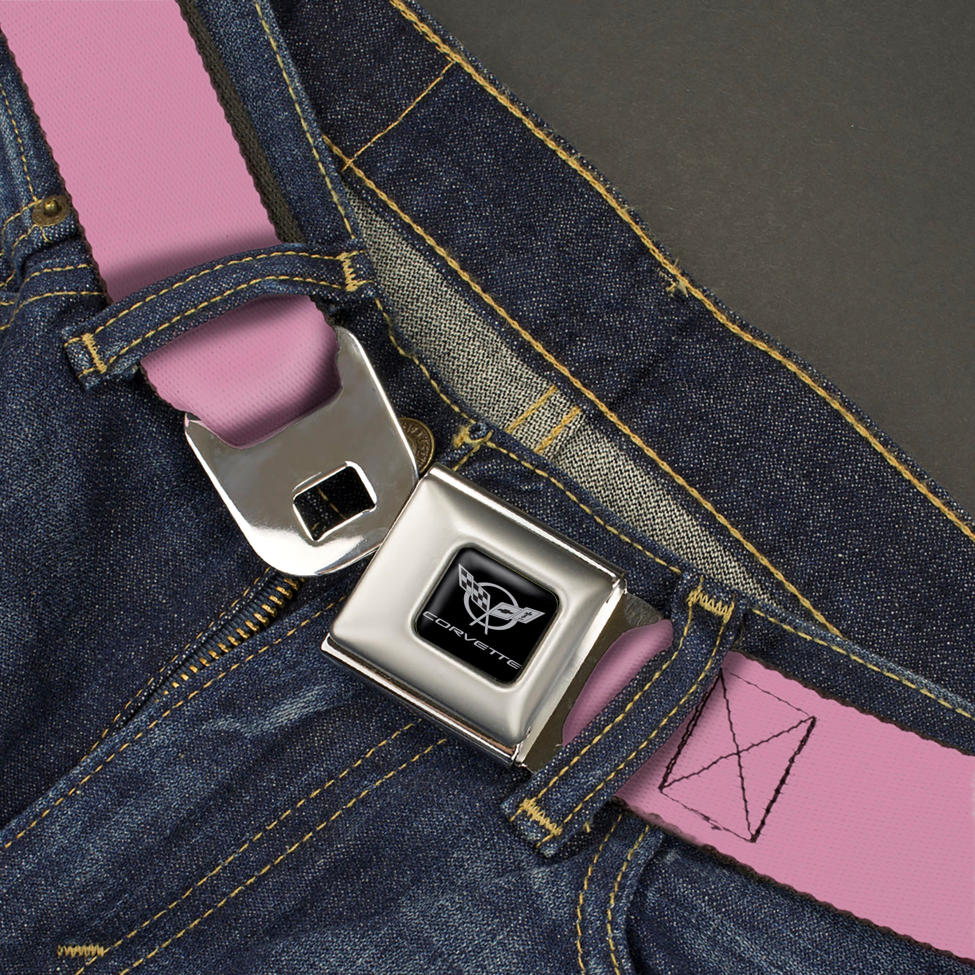 Corvette Seatbelt Belt - Baby Pink Webbing Seatbelt Belts GM General Motors