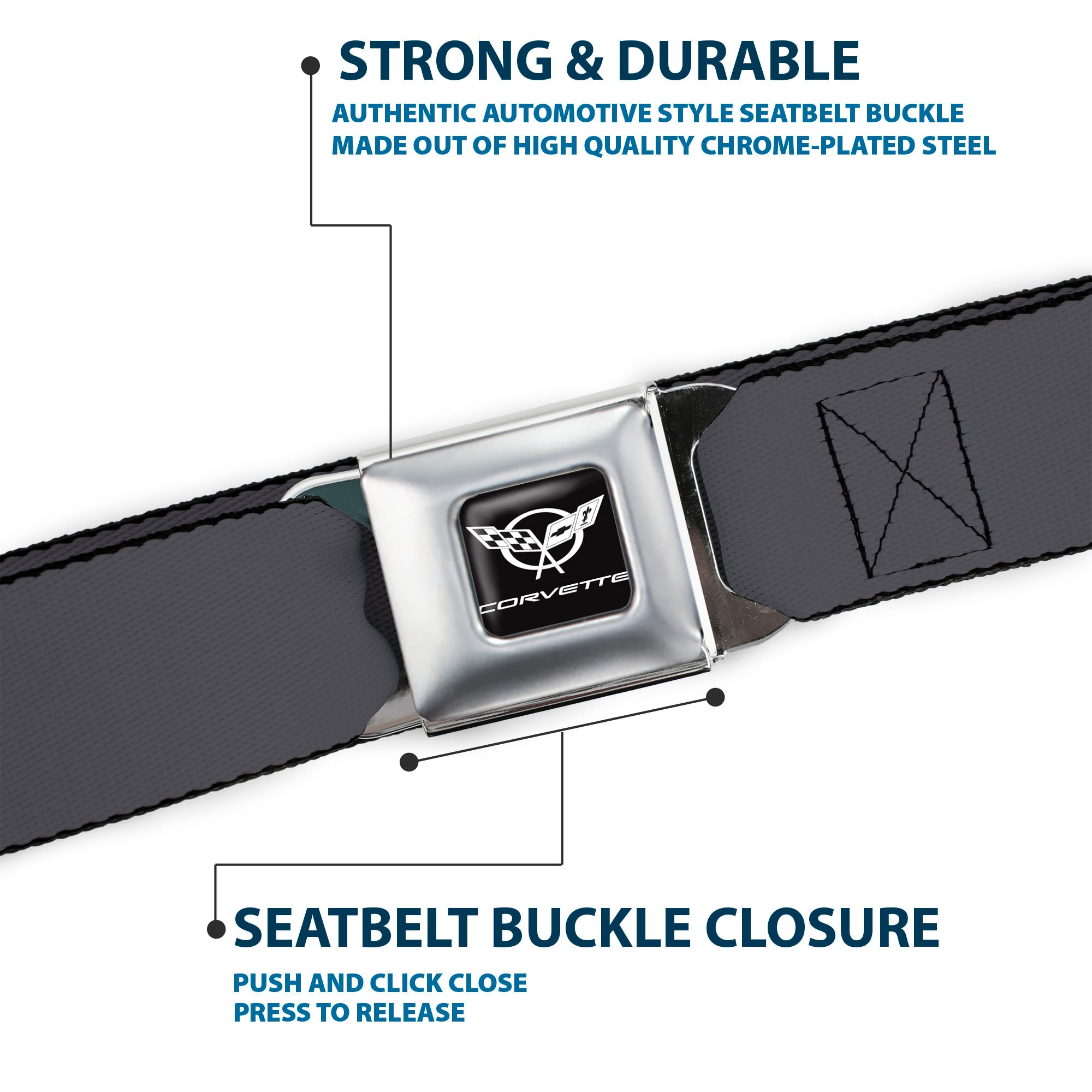 Corvette Seatbelt Belt - Charcoal Webbing Seatbelt Belts GM General Motors