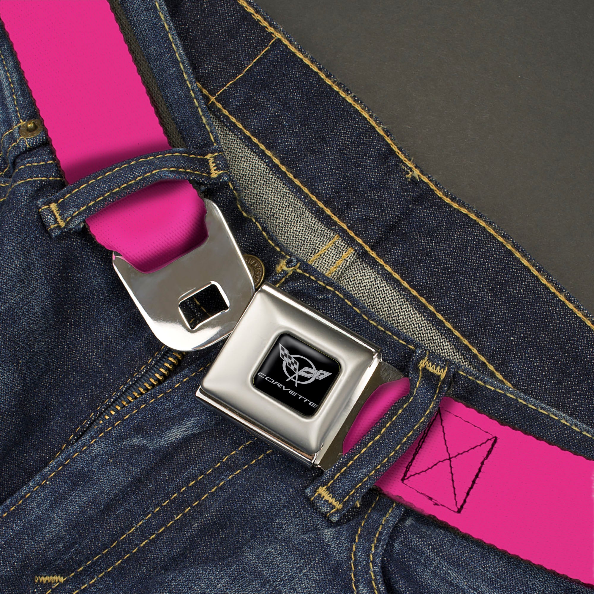 Corvette Seatbelt Belt - Neon Pink Webbing Seatbelt Belts GM General Motors