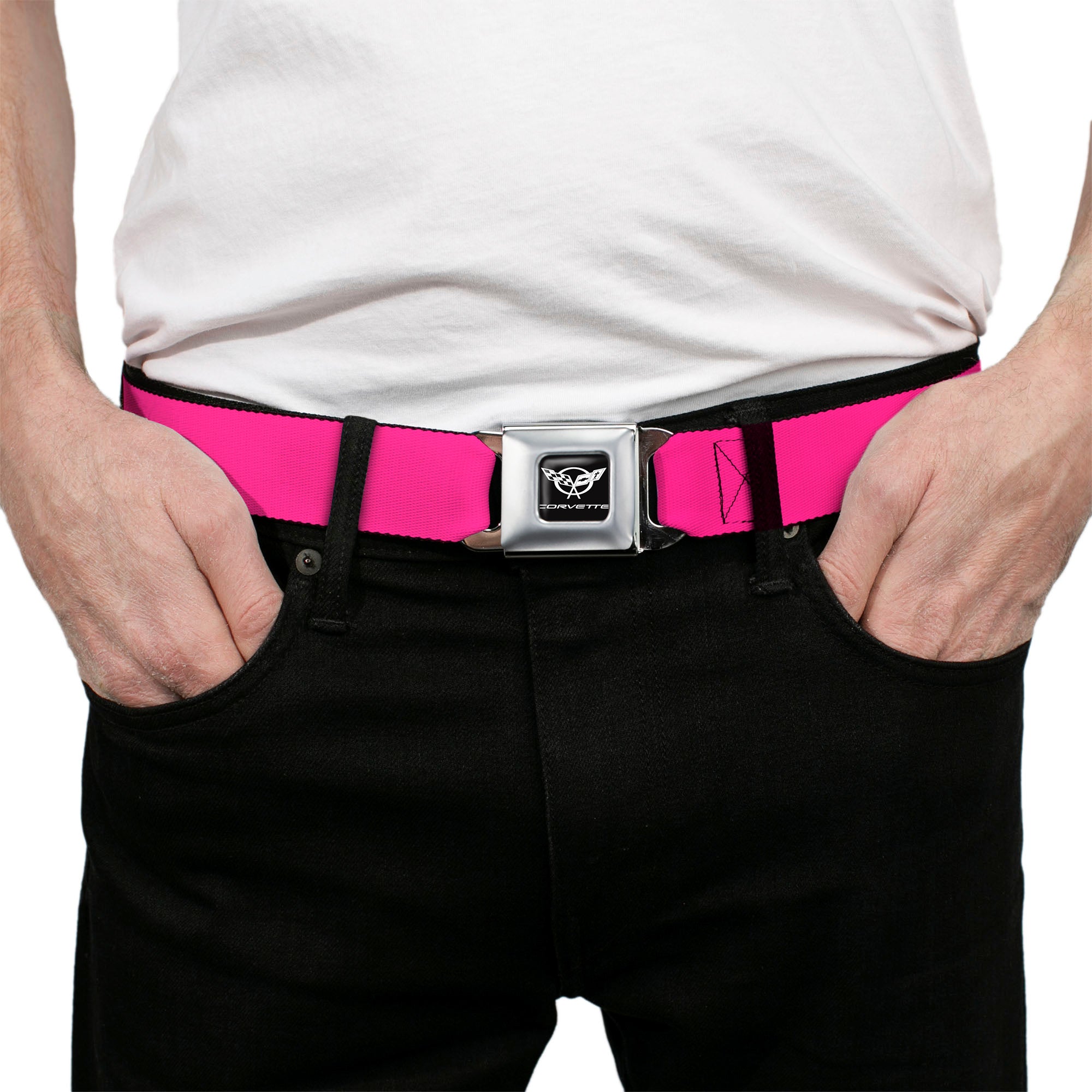 Corvette Seatbelt Belt - Neon Pink Webbing Seatbelt Belts GM General Motors