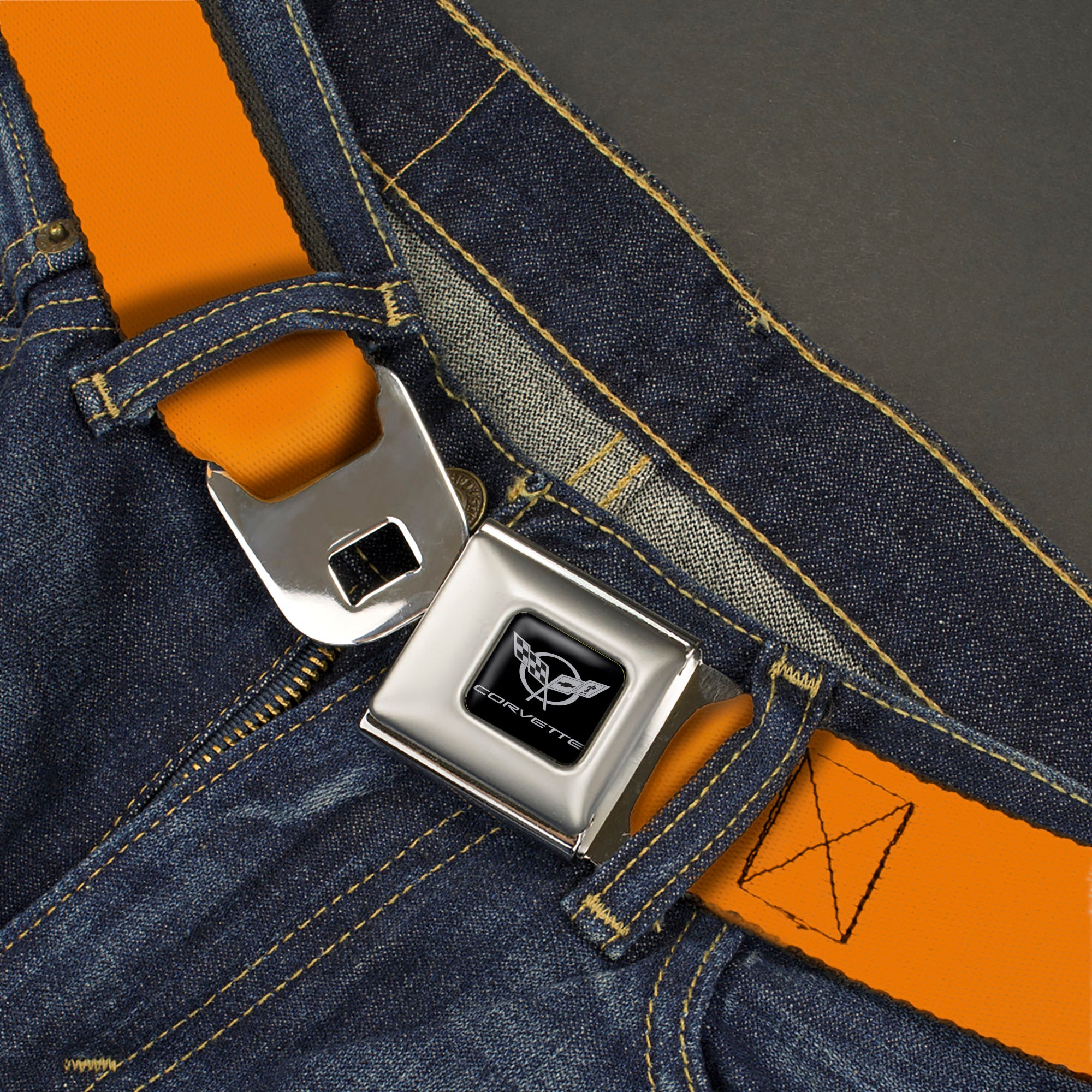 Corvette Seatbelt Belt - Orange Webbing Seatbelt Belts GM General Motors