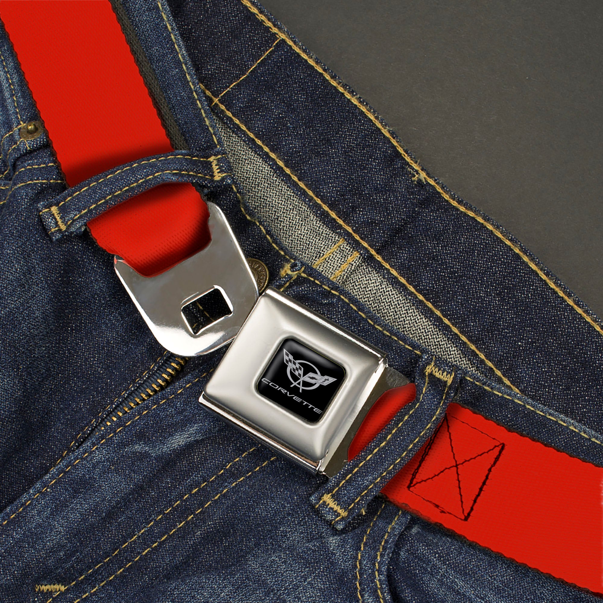 Corvette Seatbelt Belt - Red Webbing Seatbelt Belts GM General Motors
