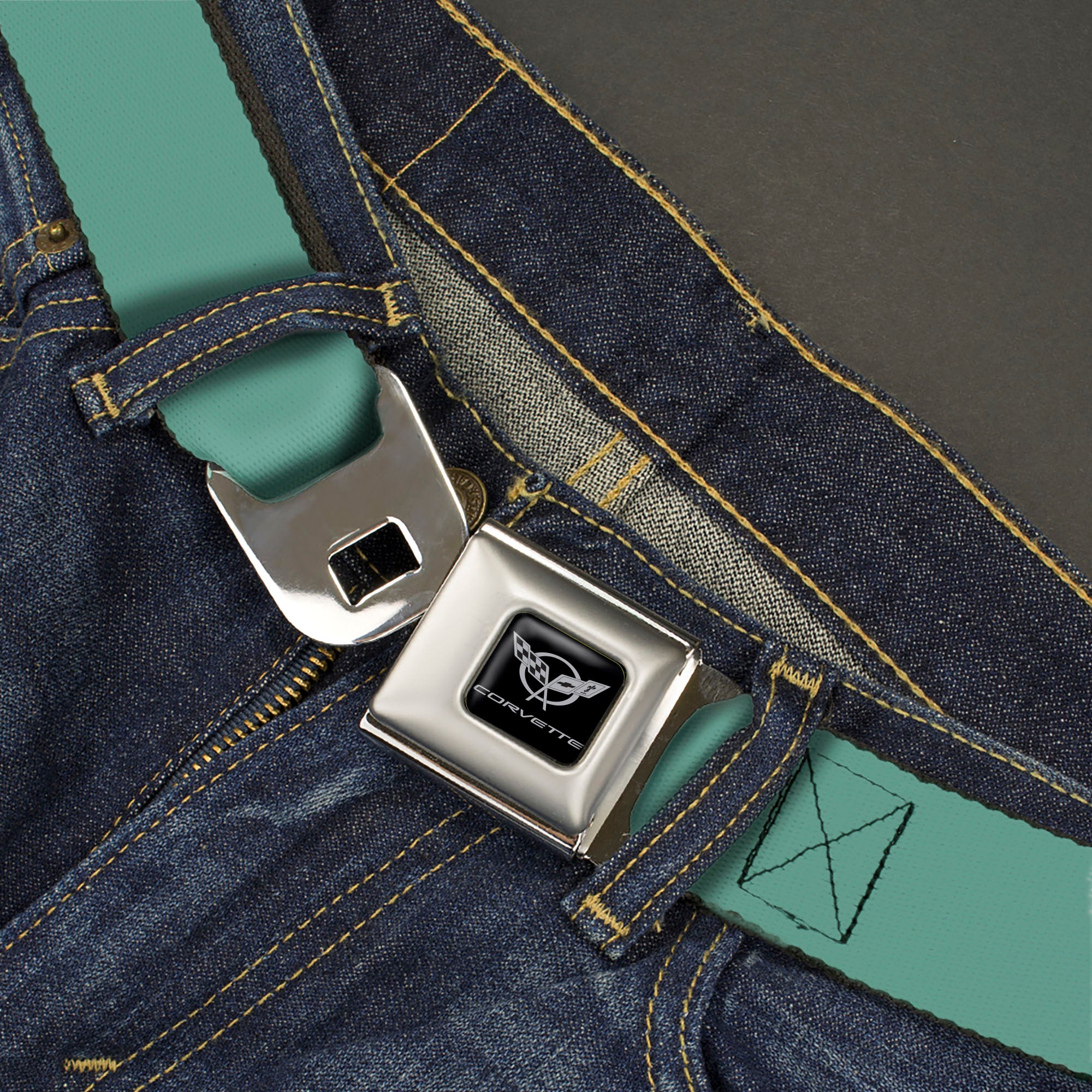 Corvette Seatbelt Belt - Teal Webbing Seatbelt Belts GM General Motors