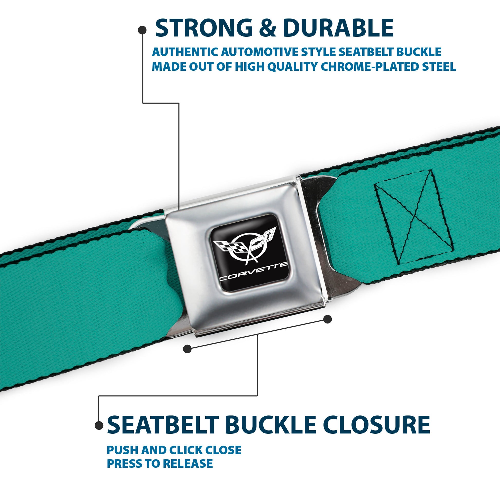Corvette Seatbelt Belt - Teal Webbing Seatbelt Belts GM General Motors